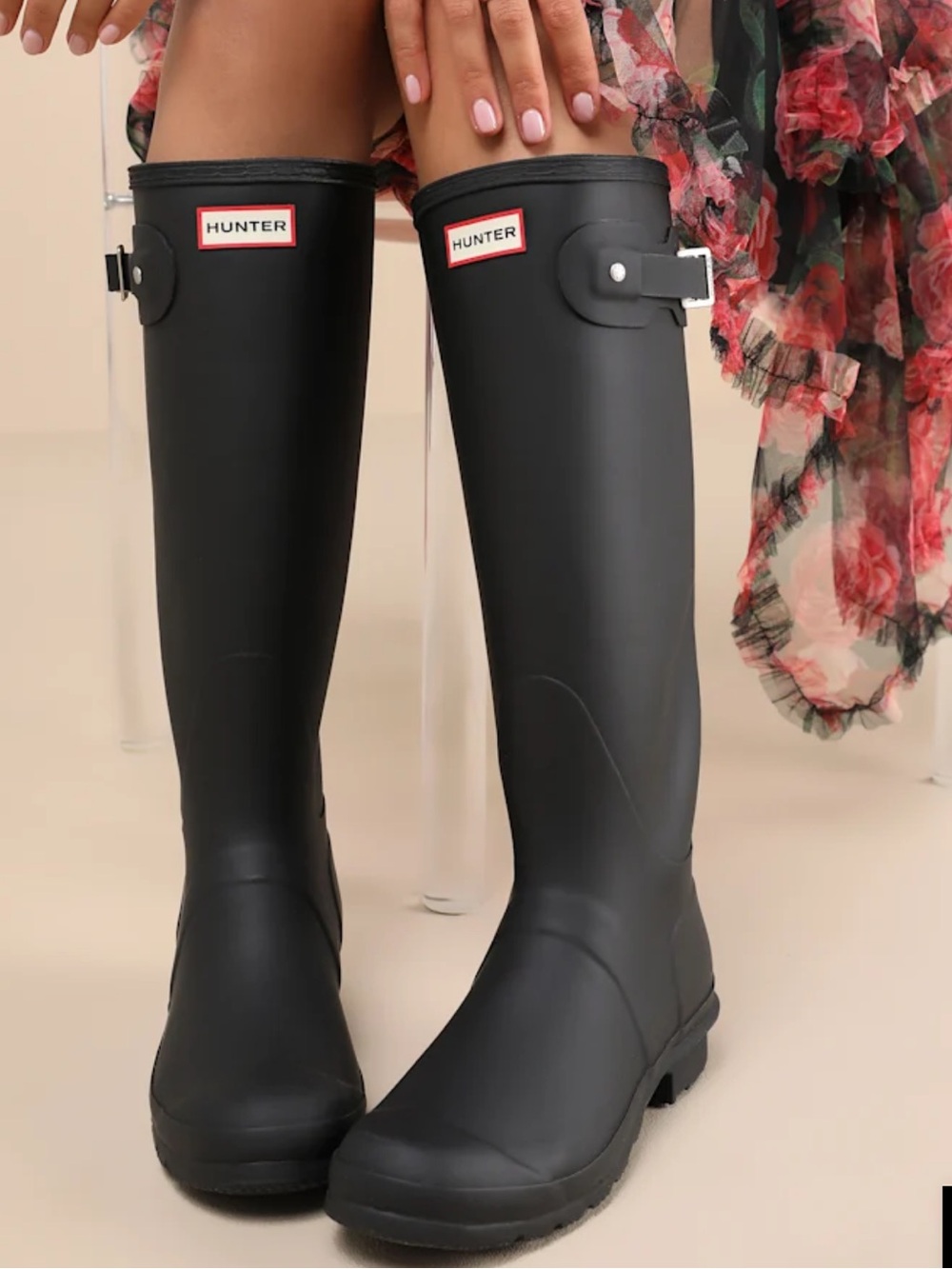 Hunter Black Tall  Rain Boots